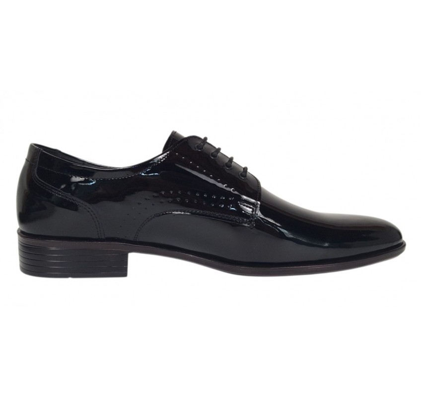 Pantofi barbati eleganti din piele naturala Negri Lac 822NLS