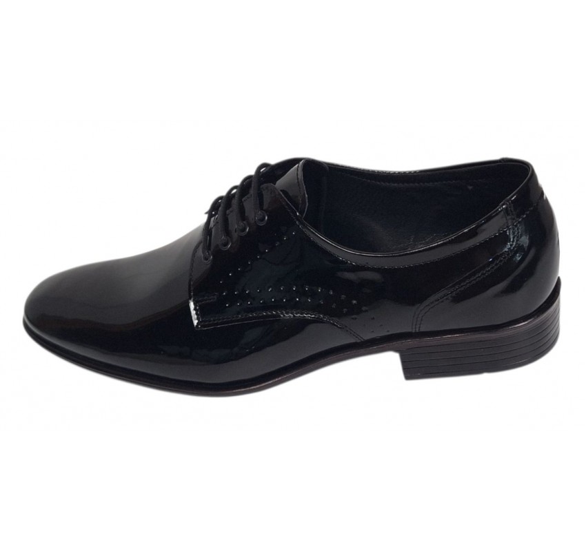 Pantofi barbati eleganti din piele naturala Negri Lac 822NLS