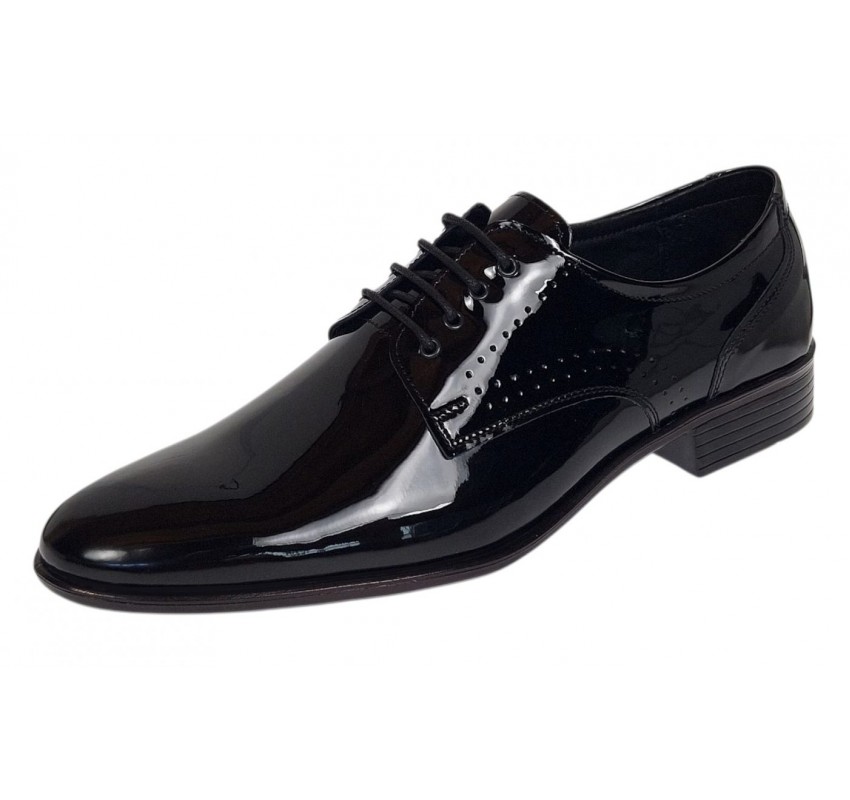 Pantofi barbati eleganti din piele naturala Negri Lac 822NLS