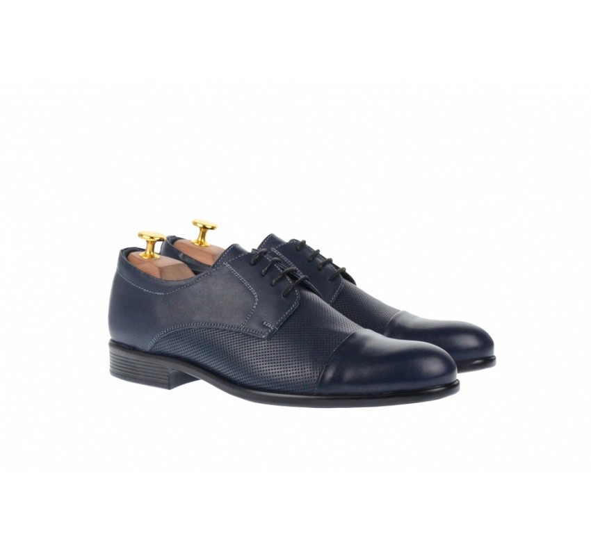 Pantofi barbati, office, eleganti din piele naturala, bleumarin -  8305BLUE