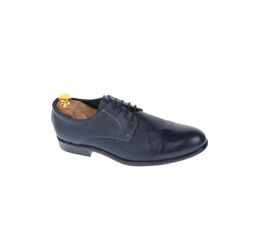 Pantofi barbati, office, eleganti din piele naturala, bleumarin -  8305BLUE