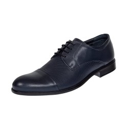 Pantofi barbati office eleganti din piele naturala bleumarin inchis - 8305BLUE