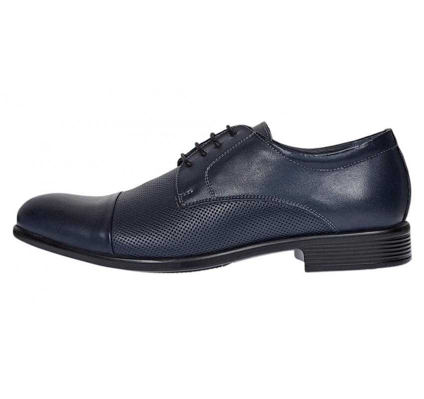 Pantofi barbati office eleganti din piele naturala bleumarin inchis - 8305BLUE