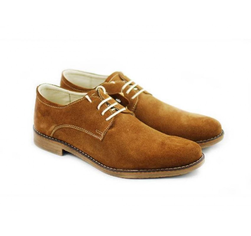 Pantofi maro barbati casual - eleganti din piele naturala intoarsa 855CAMEL