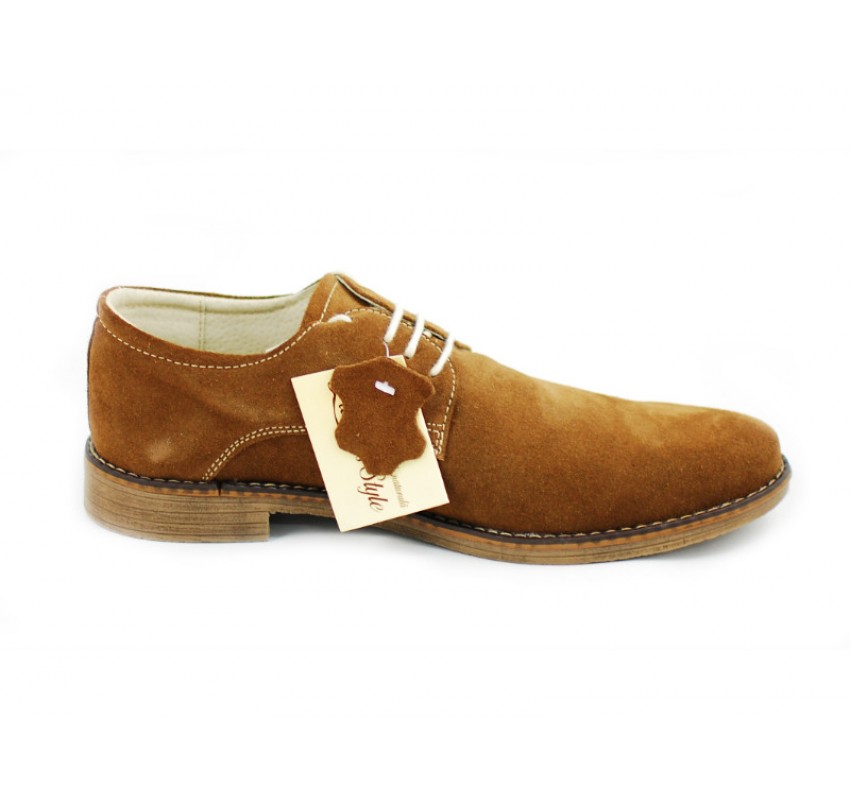 Pantofi maro barbati casual - eleganti din piele naturala intoarsa 855CAMEL