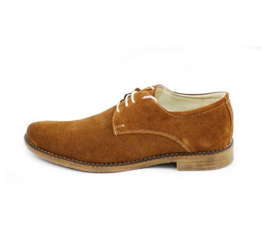 Pantofi maro barbati casual - eleganti din piele naturala intoarsa 855CAMEL