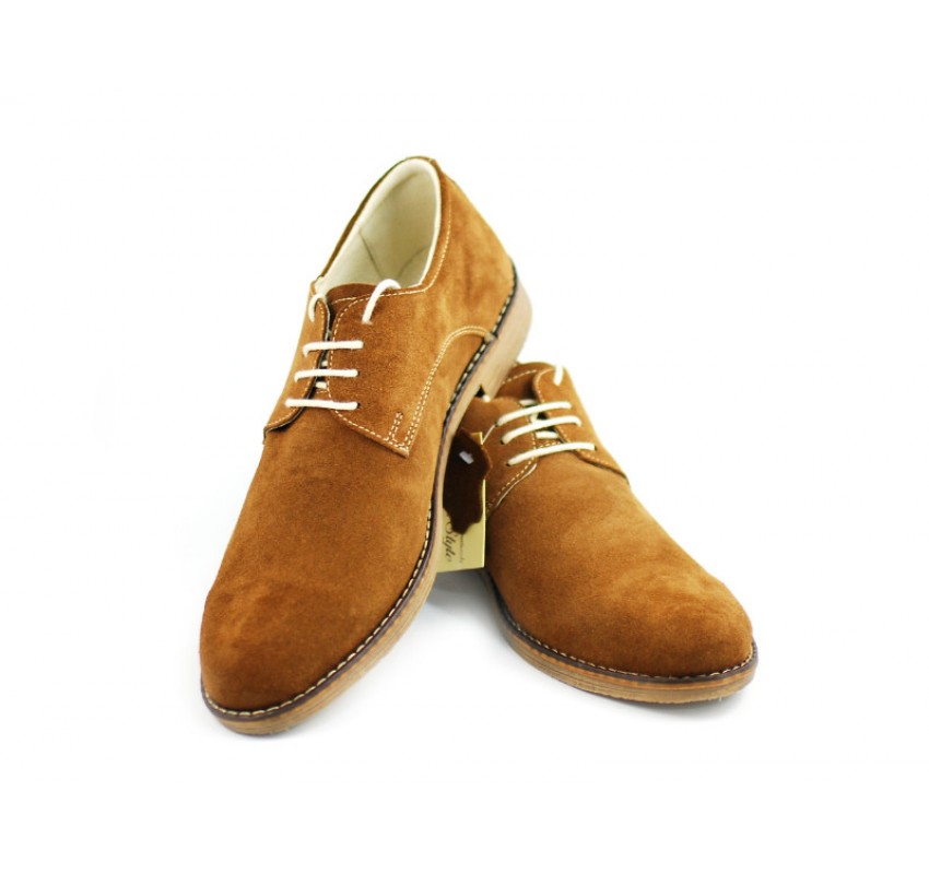 Pantofi maro barbati casual - eleganti din piele naturala intoarsa 855CAMEL