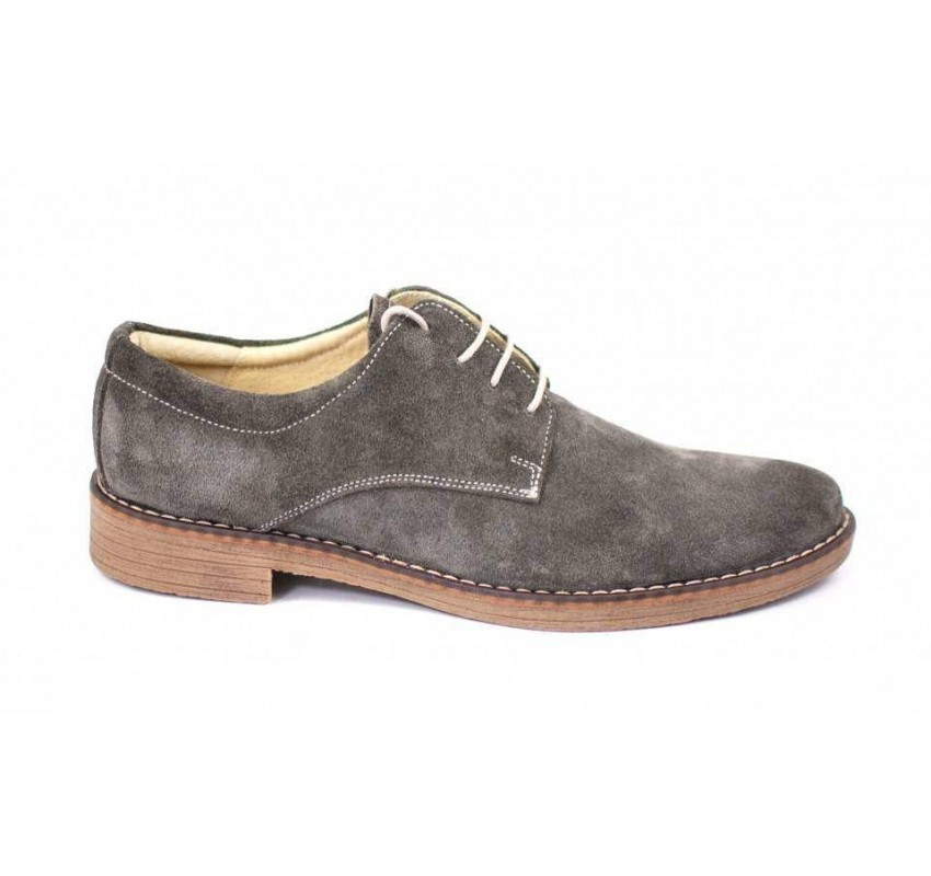 Pantofi gri barbati casual - eleganti din piele naturala intoarsa - CARLO G