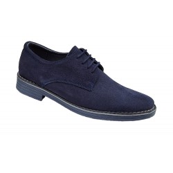 Pantofi barbati casual din piele naturala intoarsa Bleumarin - 855VELBLM