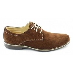 Pantofi barbati casual din piele naturala intoarsa maro - 857MD
