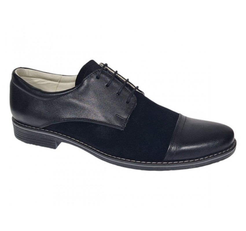 Marimea 42 Pantofi barbati negri din piele naturala eleganti casual 858NN