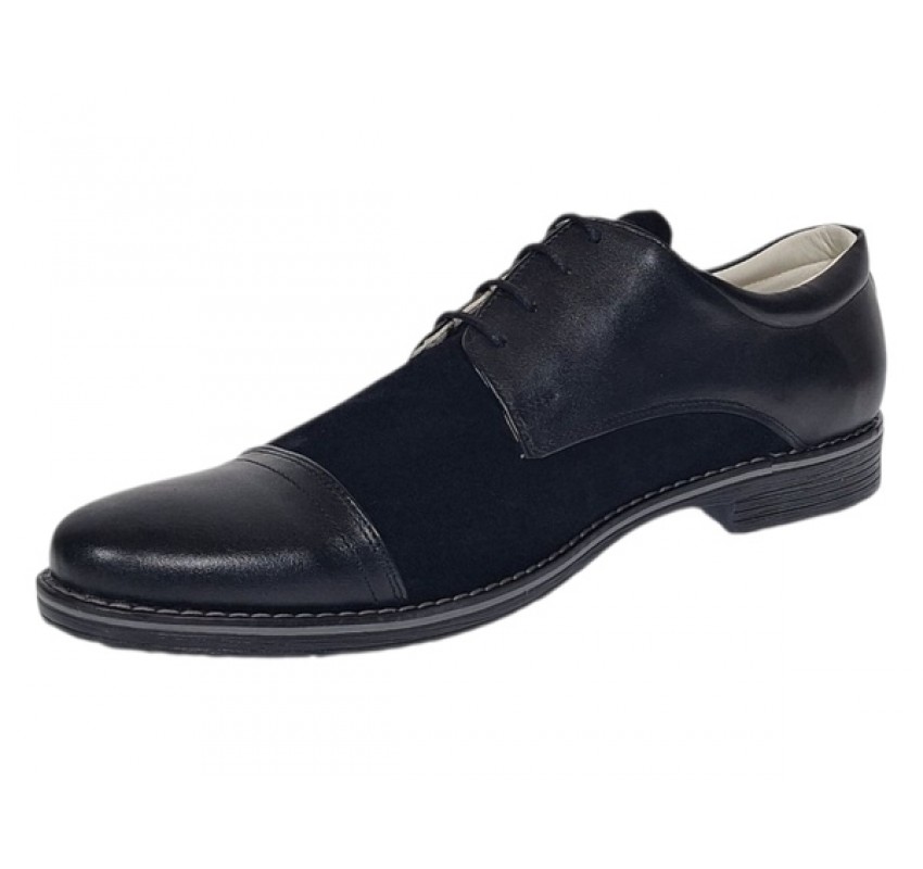 Marimea 42 Pantofi barbati negri din piele naturala eleganti casual 858NN