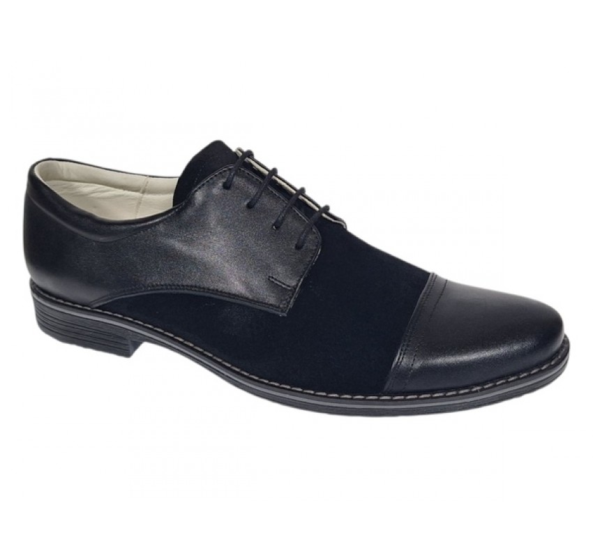 Marimea 42 Pantofi barbati negri din piele naturala eleganti casual 858NN