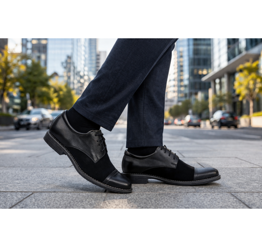 Marimea 42 Pantofi barbati negri din piele naturala eleganti casual 858NN