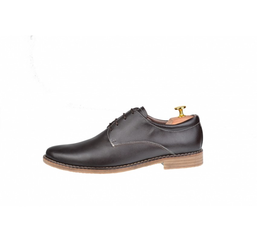 Pantofi barbati,  model casual-elegant, din piele naturala, maro box  - 859M