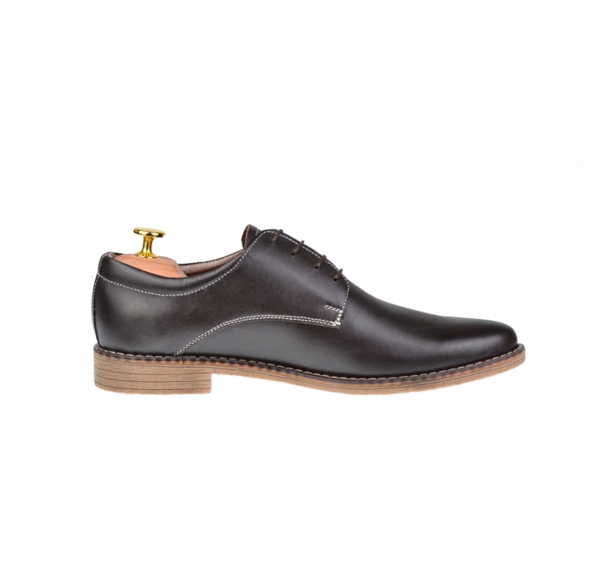 Pantofi barbati,  model casual-elegant, din piele naturala, maro box  - 859M