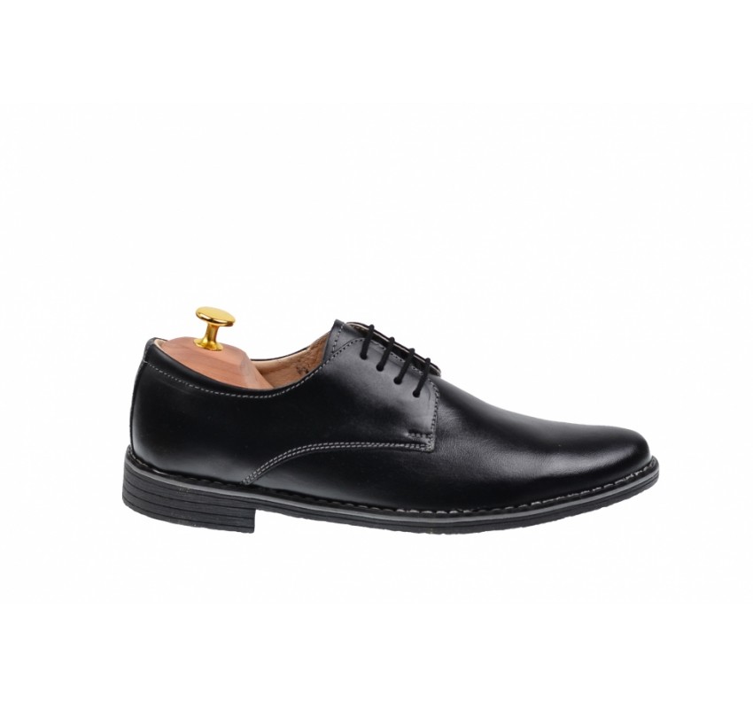 Pantofi barbati, model casual-elegant, din piele naturala, negru box -  859N