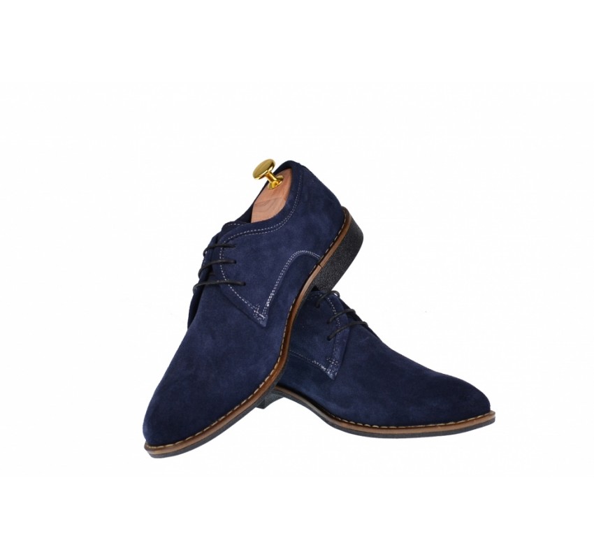 Pantofi barbati casual din piele naturala bleumarin - 85BLVEL