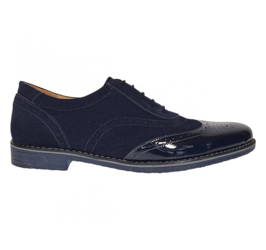 Pantofi barbati office eleganti din piele naturala bleumarin 870LVBLM