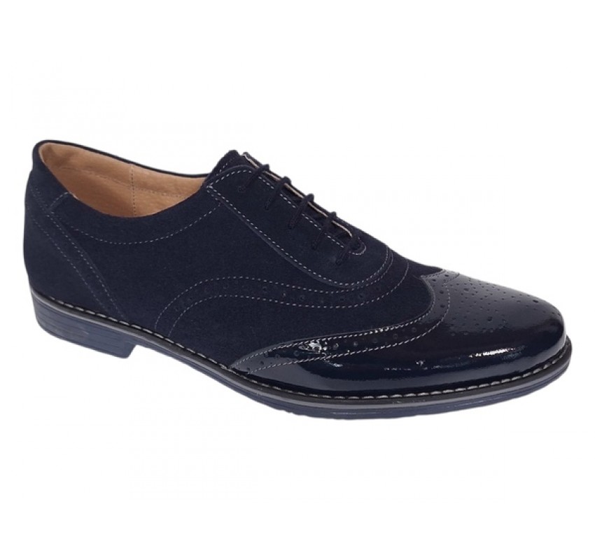 Pantofi barbati office eleganti din piele naturala bleumarin 870LVBLM