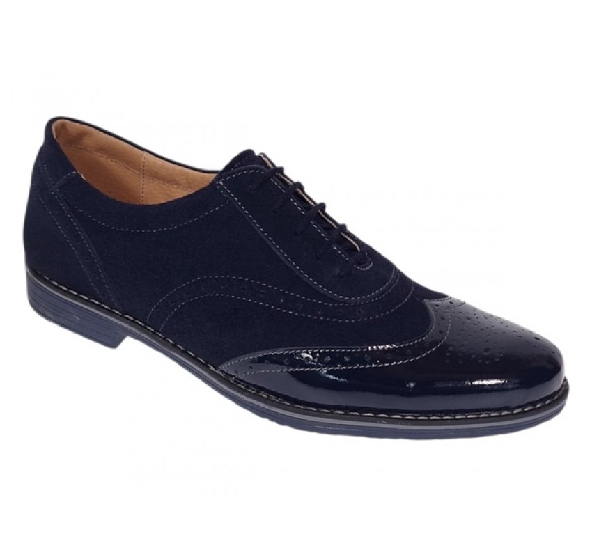 Pantofi barbati office eleganti din piele naturala bleumarin 870LVBLM