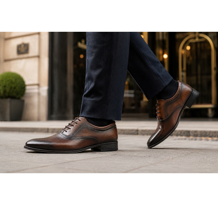 Marimea 39, 40 Pantofi eleganti din piele naturala Maro Cognac - 886MI