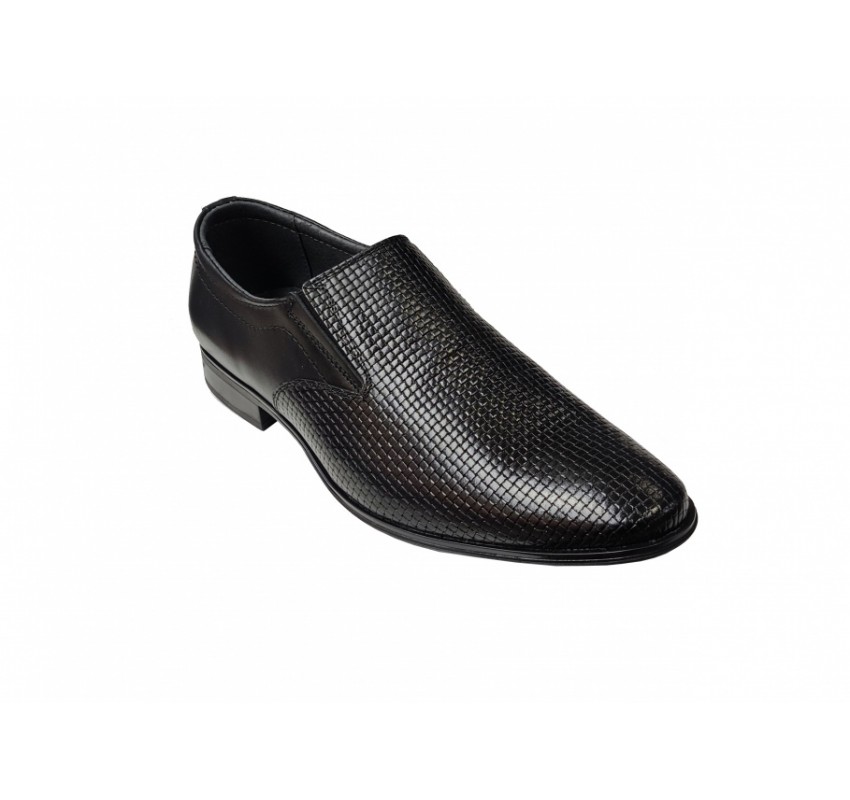 Pantofi barbati eleganti, din piele naturala, Negru cu elastic - CIUCALETI SHOES - 891N