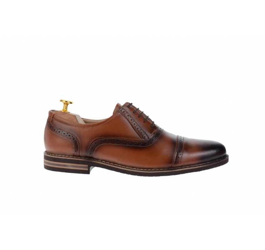 Pantofi barbati casual - eleganti din piele naturala maro deschis - 895MD