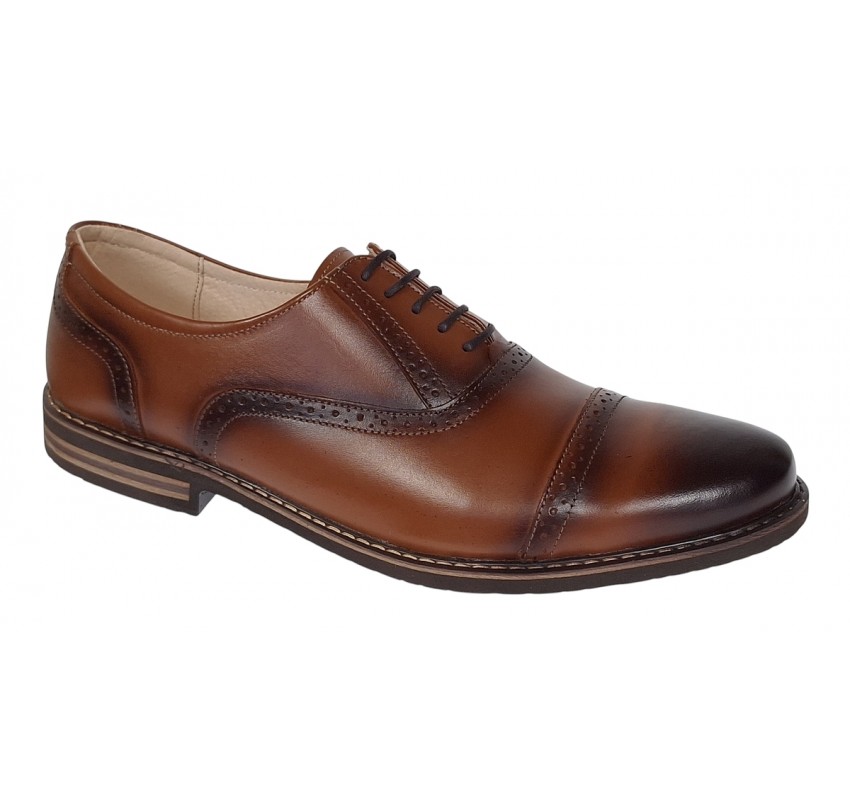 Pantofi barbati casual din piele naturala maro cognac - 895MD Marimea 44