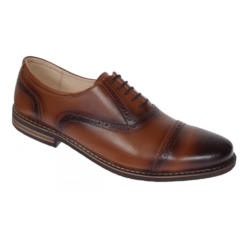 Pantofi barbati casual din piele naturala maro cognac - 895MD Marimea 44