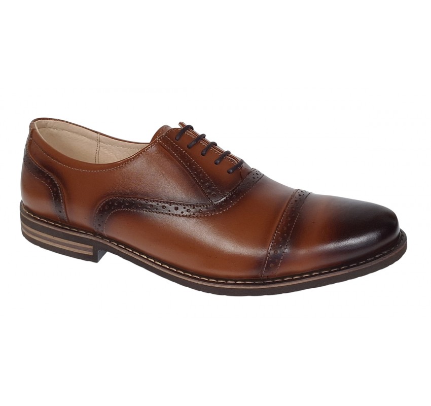 Pantofi barbati casual din piele naturala maro cognac - 895MD Marimea 44