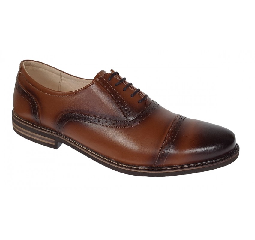 Pantofi barbati casual din piele naturala maro cognac - 895MD Marimea 44