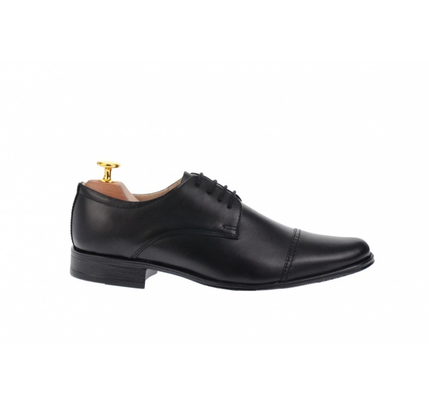 Pantofi barbati eleganti din piele naturala neagra - 959NBOX