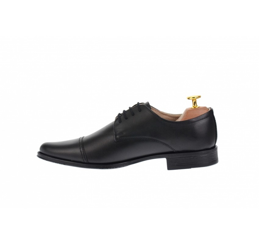 Pantofi barbati eleganti din piele naturala neagra - 959NBOX