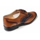 Pantofi Barbai din Piele Naturala - Stil Oxford, Model 993 Maro & Bleumarin inchis