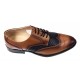 Pantofi Barbai din Piele Naturala - Stil Oxford, Model 993 Maro & Bleumarin inchis