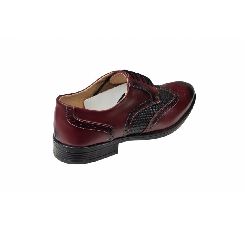 Pantofi barbati casual, din piele naturala Bordo si Negru, CIUCALETI - 993VISN