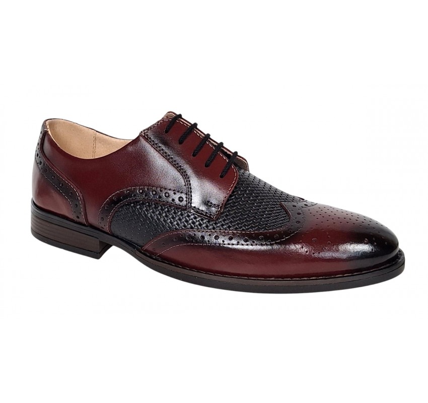 Pantofi eleganti barbati piele naturala - Model 993 Bordeaux si Negru Pantofi eleganti barbati piele naturala - Model 993 Bordeaux si Negru