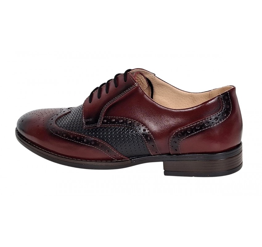 Pantofi eleganti barbati piele naturala - Model 993 Bordeaux si Negru Pantofi eleganti barbati piele naturala - Model 993 Bordeaux si Negru