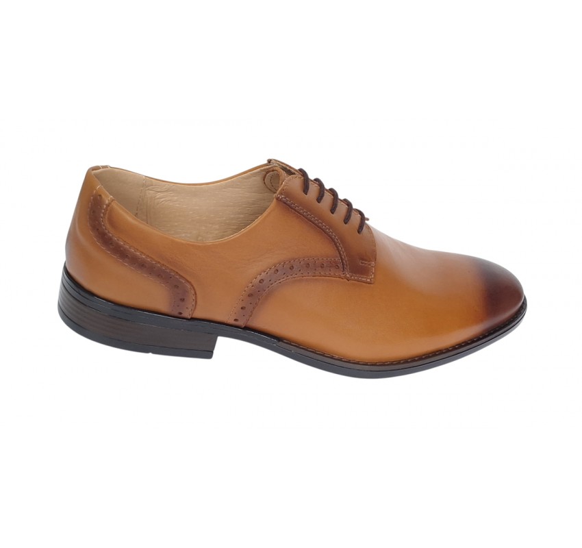 Pantofi barbati eleganti din piele naturala maro deschis - Marimea 43