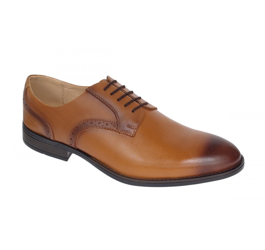 Pantofi barbati eleganti din piele naturala maro deschis - Marimea 43