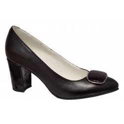 Pantofi dama office eleganti din piele naturala cu toc de 7cm - Model Arinna Negru