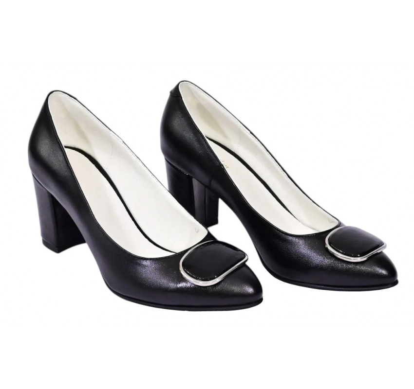 Pantofi dama office eleganti din piele naturala cu toc de 7cm - Model Arinna Negru Pantofi dama office eleganti din piele naturala cu toc de 7cm - Model Arinna Negru