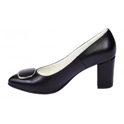 Pantofi dama office eleganti din piele naturala cu toc de 7cm - Model Arinna Negru
