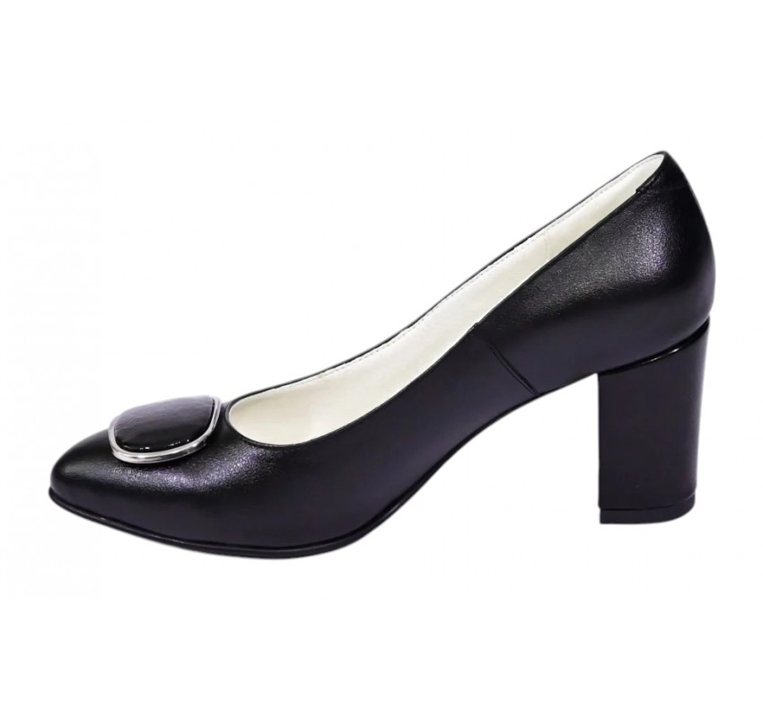 Pantofi dama office eleganti din piele naturala cu toc de 7cm - Model Arinna Negru