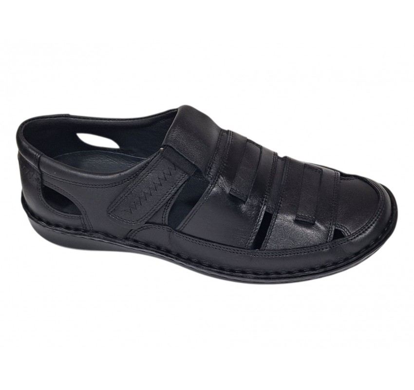 Sandale barbati casual din piele naturala Negru Box A280N