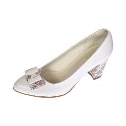 Pantofi dama eleganti din piele naturala box toc 7cm, Alb A41APF