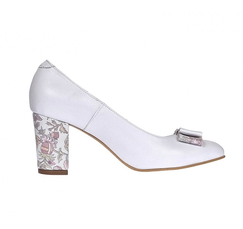 Pantofi dama eleganti din piele naturala box toc 7cm, Alb A41APF Pantofi dama eleganti din piele naturala box toc 7cm, Alb A41APF