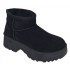Cizme dama scurte din piele ecologica tip velur imblanite Urban Next Step A89BLACK