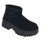 Cizme dama scurte din piele ecologica tip velur imblanite Urban Next Step A89BLACK